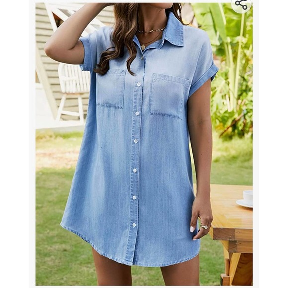 Zilcremo, Chambay Blue Shirt Dress, Mini, Soft Cotton, M - Picture 2 of 16